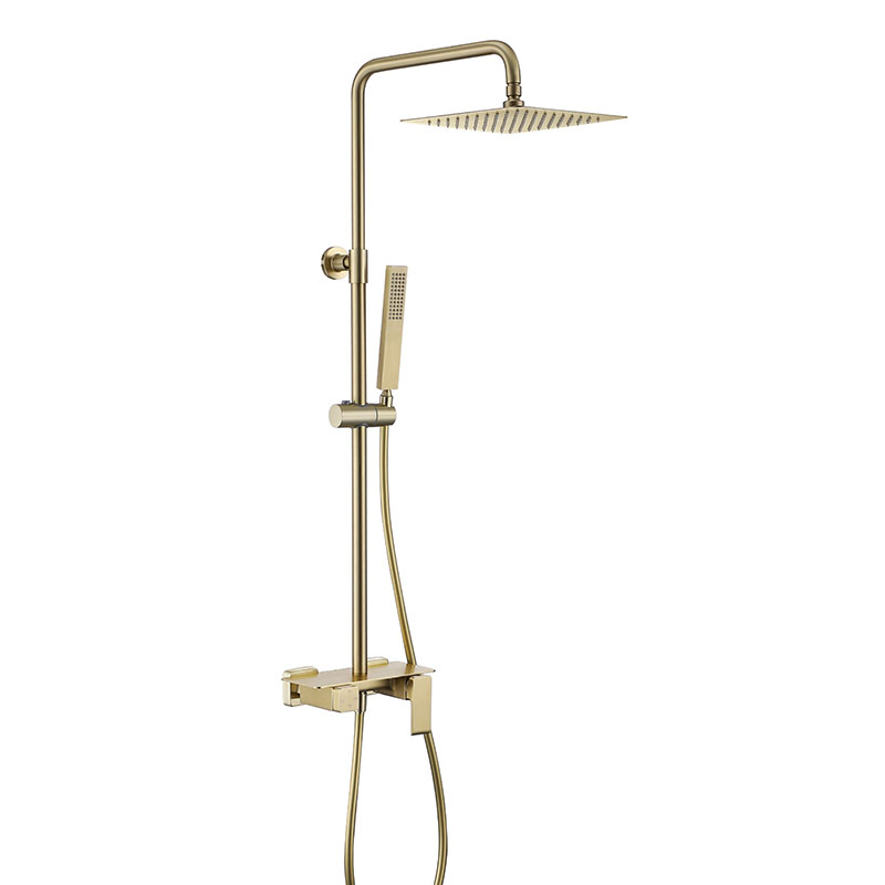 Golden Brass Big Shower-systeem met vierkante douche